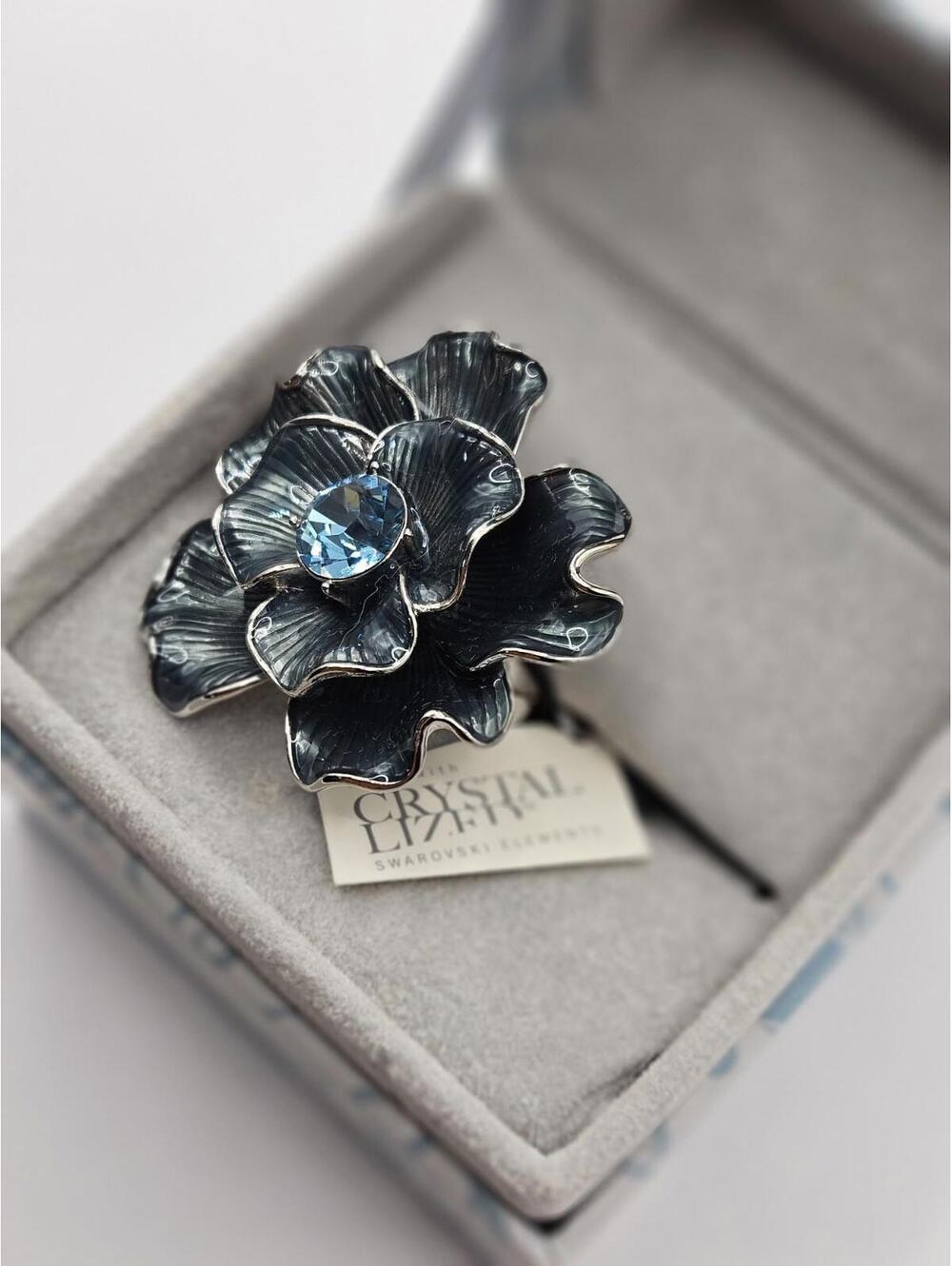 Argento SC Cocktail Ring Adjustable Band Made With Swarovski Elements New In BOX - Picture 2 of 8